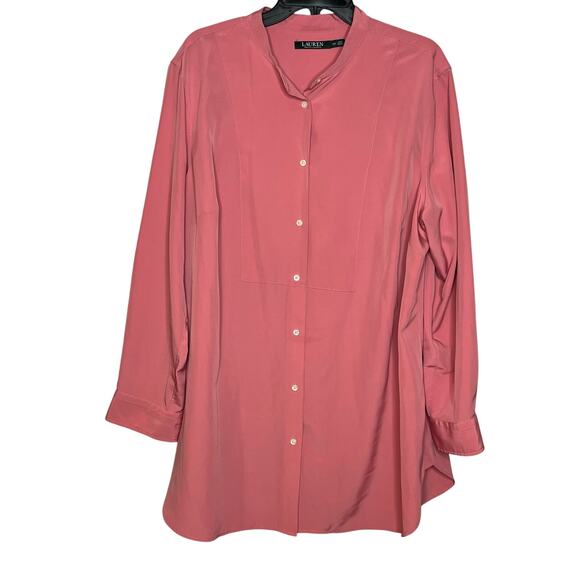 Lauren Ralph Lauren Black Label Pink Button Front Shirt Plus Size 2X - Picture 1 of 6